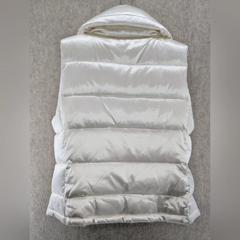 Talbots Ivory Puffer Down Filled Vest, Shiny Satin, Size Medium - Picture 2 of 5
